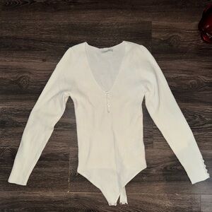 Abercrombie & Fitch Cream Ribbed Bodysuit